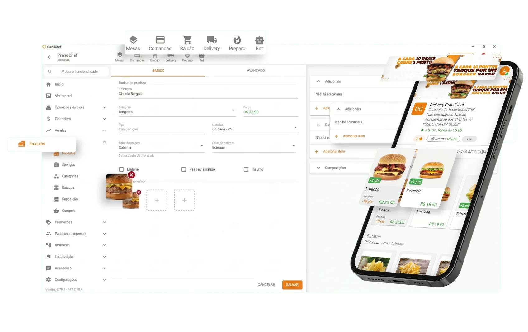 Cardápio digital e app de delivery do GrandChef